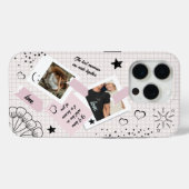 Aangepaste stoffige roze tweefoto-collage scrapboe Case-Mate iPhone case (Achterkant (horizontaal))