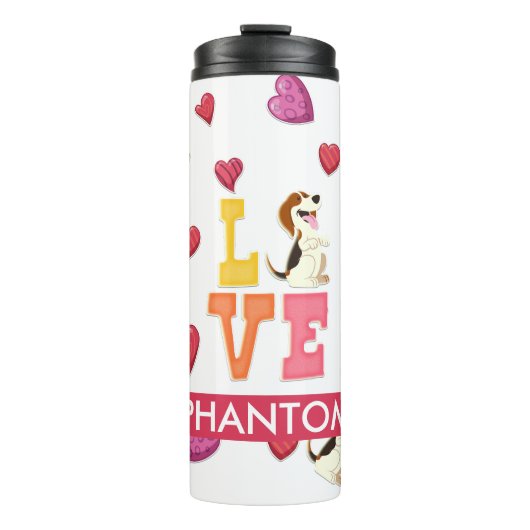 Aangepaste stollingshond voor Valentijnsdag Thermosbeker (Voorkant)