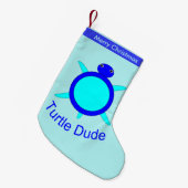 Aangepaste stopzetting van Bright Blue Turtle Dude Kleine Kerstsok (Voorkant (Hangend))