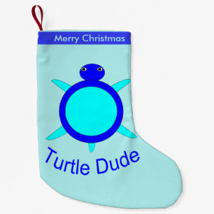 Aangepaste stopzetting van Bright Blue Turtle Dude Kleine Kerstsok