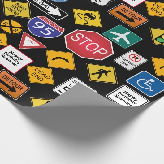 Aangepaste straatsignalen cadeaupapier (Hoek)