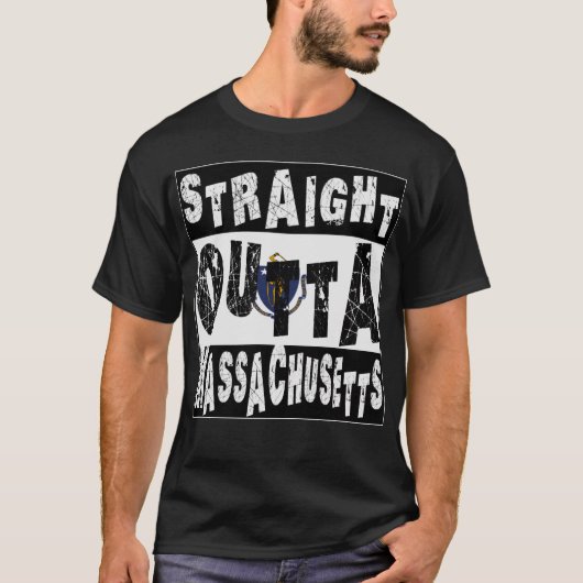 Aangepaste Straight Outta Massachusetts Meme T-sh T-shirt (Voorkant)