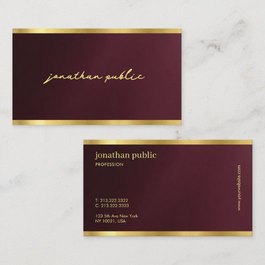 Aangepaste Strakke Gouden Tekst Calligrafie Script Visitekaartje (Voorkant / Achterkant)