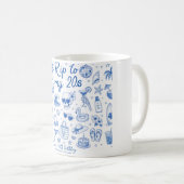 aangepaste strand blauwe verjaardag 20s handgeteke koffiemok (Voorkant rechts)
