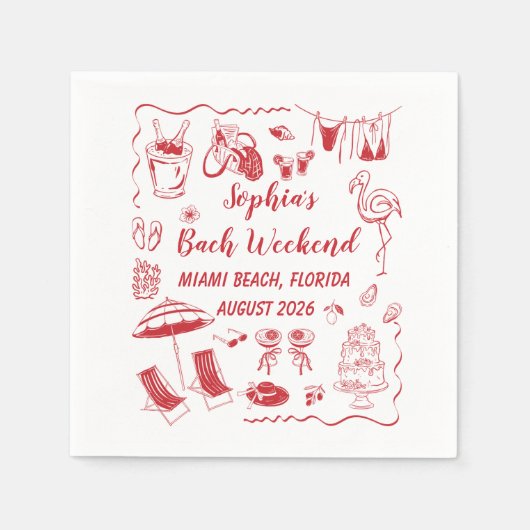 Aangepaste strand bruidsfeest banner decoratie servet (Voorkant)