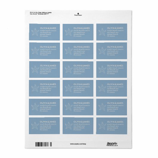 AANGEPASTE STRAND BRUILOFT RETOURADRES LABELS (Full Sheet)