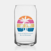 Aangepaste strand bruiloft tropische palmboom zons blikvorm glas (Achterkant)