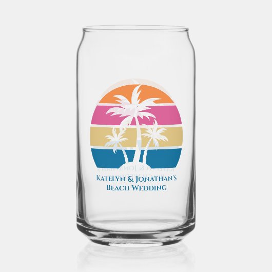 Aangepaste strand bruiloft tropische palmboom zons blikvorm glas (Achterkant)