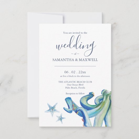 Aangepaste strand bruiloft uitnodiging Kaarten bla (Voorkant)