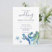 Aangepaste strand bruiloft uitnodiging Kaarten bla (Staand voorkant)