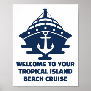 Aangepaste strand cruise nautische anker trip poster