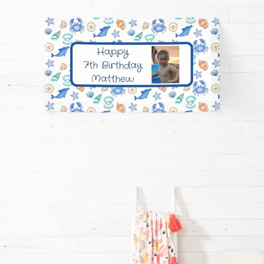 Aangepaste strand Gewaardeerde verjaardag Spandoek (Insitu)