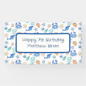 Aangepaste strand Gewaardeerde verjaardag Spandoek (Horizontaal)