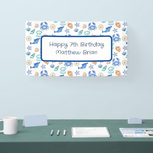 Aangepaste strand Gewaardeerde verjaardag Spandoek (Beurs)