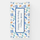 Aangepaste strand Gewaardeerde verjaardag Spandoek (Verticaal)