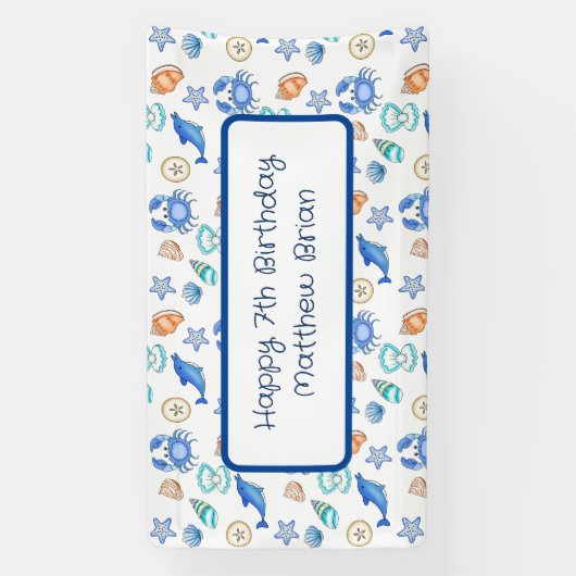 Aangepaste strand Gewaardeerde verjaardag Spandoek (Verticaal)