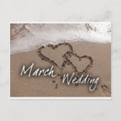 Aangepaste strand huwelijksbestemming maart... aankondigingskaart (Voorkant)