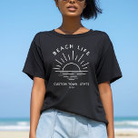 Aangepaste strand leven zonsondergang minimalistis t-shirt<br><div class="desc">Boho strand vibes! Draag de zonsondergang magie van de stad met onze unieke t-shirts. Aangepast,  modern en perfect voor uw strandvakantie. 🌅👜 #BeachLifeStyle #BohoChic</div>