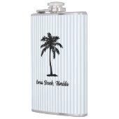 Aangepaste strand palmbomen nautische blauwe stree heupfles (Links)