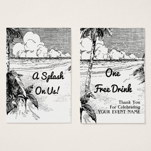 Aangepaste  Strand Thema Evenement Gratis Drink Ti Visitekaartjes (Voorkant /achterkant)