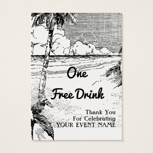 Aangepaste  Strand Thema Evenement Gratis Drink Ti Visitekaartjes (Achterkant)