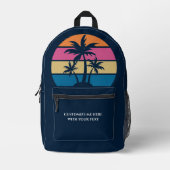 Aangepaste strand vakantie Schattige tropische pal Bedrukte Rugzak (Voorkant)
