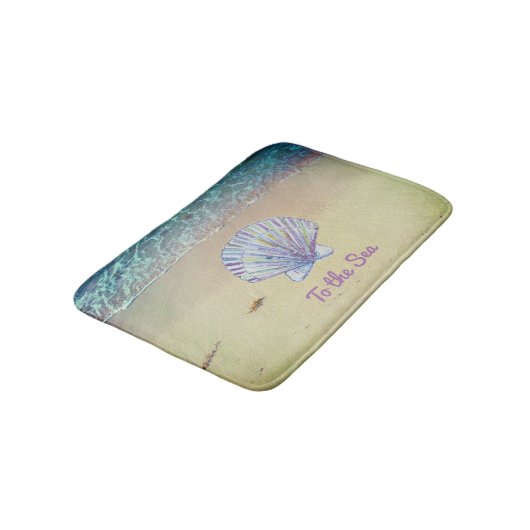 Aangepaste strand zand en zeeschelp badmat (Gekanteld)