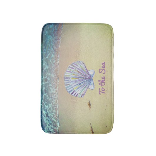 Aangepaste strand zand en zeeschelp badmat (Voorkant Verticaal)