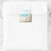 Aangepaste strand zand Zee Shell bruiloft cadeau g Vierkante Sticker (Tas)