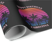 Aangepaste strand zonsondergang palmbomen verjaard cadeaupapier (Rol Hoek)