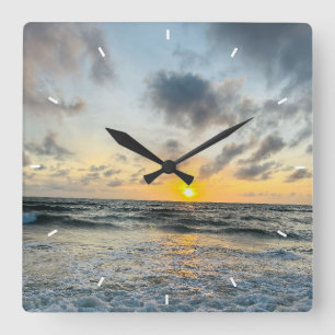 Aangepaste strand zonsondergang wandklok oceaan go