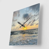 Aangepaste strand zonsondergang wandklok oceaan go (Hoek)