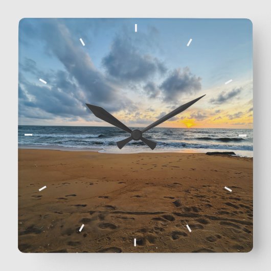 Aangepaste strand zonsondergang wandklok oceaan go (Voorkant)