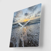 Aangepaste strand zonsondergang wandklok oceaan go (Hoek)