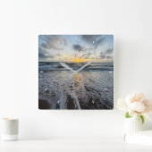 Aangepaste strand zonsondergang wandklok oceaan go (Huis)