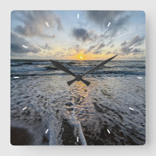 Aangepaste strand zonsondergang wandklok oceaan go