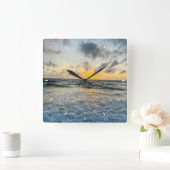 Aangepaste strand zonsondergang wandklok oceaan go (Huis)