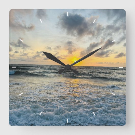 Aangepaste strand zonsondergang wandklok oceaan go (Voorkant)