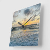 Aangepaste strand zonsondergang wandklok oceaan go (Hoek)