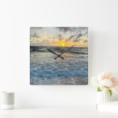 Aangepaste strand zonsondergang wandklok oceaan go (Huis)