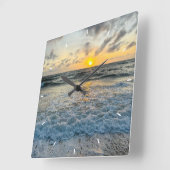 Aangepaste strand zonsondergang wandklok oceaan go (Hoek)