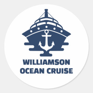 Aangepaste strandcruise met nautisch anker trip ronde sticker