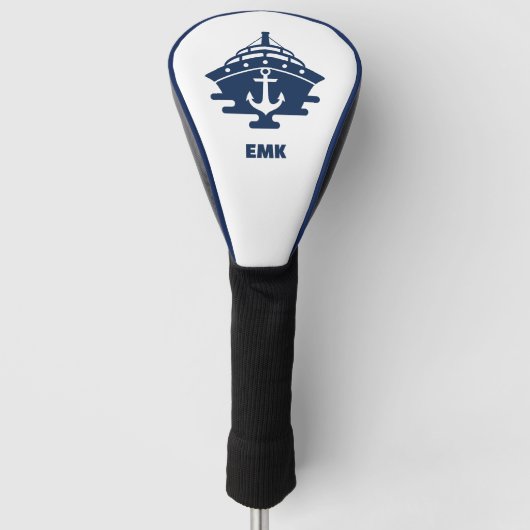 Aangepaste strandcruise nautisch anker monogram golfheadcover (Voorkant)
