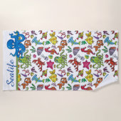 Aangepaste strandhanddoek met zeeleven strandlaken (Voorkant)