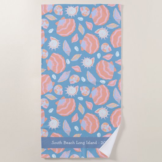 Aangepaste strandhanddoek - Seashell Summer Design Strandlaken (Voorkant)