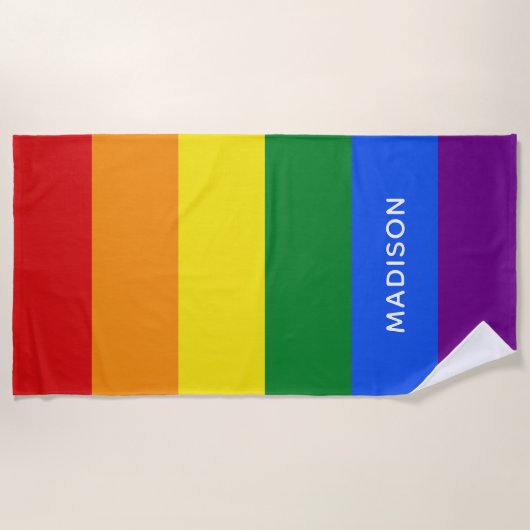 Aangepaste strandhanddoek voor regenboogkleuren strandlaken (Voorkant)