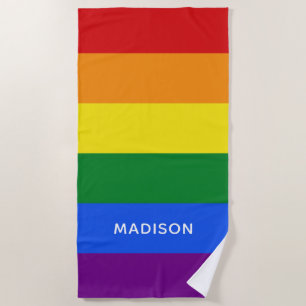 Aangepaste strandhanddoek voor regenboogkleuren strandlaken