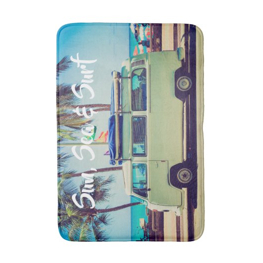 Aangepaste,  strandkamperbus en palmbomen: badmat (Voorkant Verticaal)