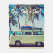 Aangepaste,  strandkamperbus en palmbomen: fleece deken (Voorkant)