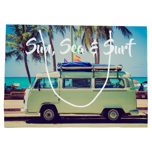 Aangepaste,  strandkamperbus en palmbomen: groot cadeauzakje (Achterkant)